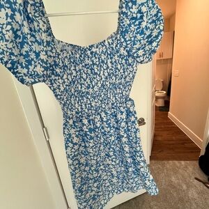 Floral Blue and White Dress